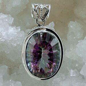💜BJC Samuel Benham Sterling Silver Mystic topaz Pendant💜